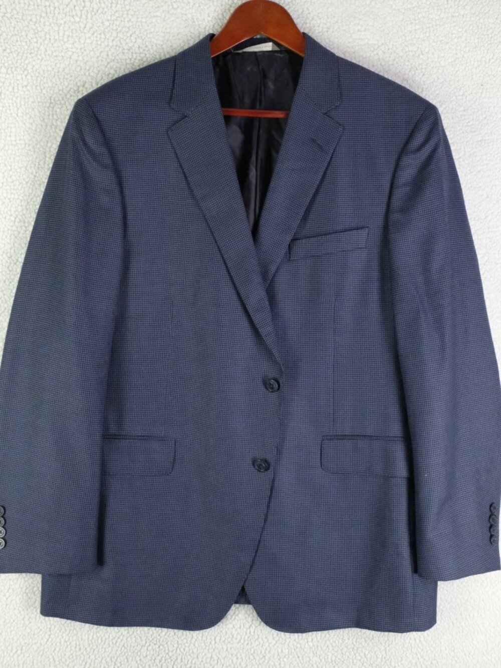 Samuelsohn Blazer Mens 44R Blue Houndstooth Two Button Double Vented Wool